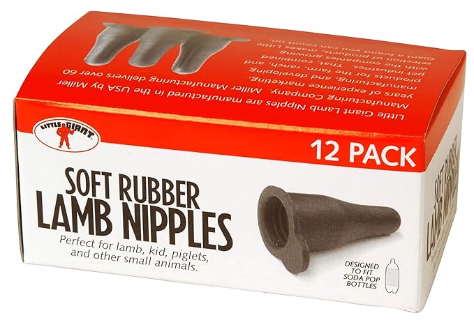 Little Giant® Lamb Nursing Bottle Nipples | Livestock Bottle Nipple | 12 Pack Screw On Nipples |