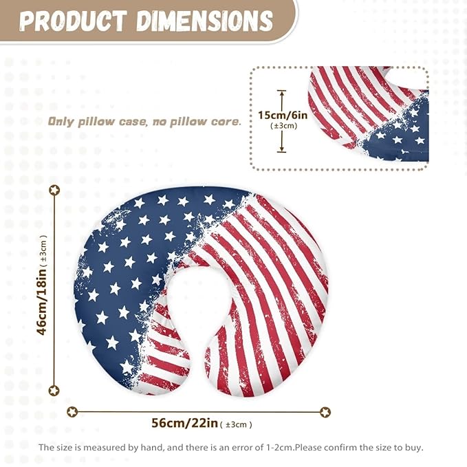 American Flag Washable Nursing Pillow Case for Newborn Soft Comfortable Breastfeeding Nursing Pillow Slipcover with Hidden Zipper, Easy to Put On & Take Off for Home Decor