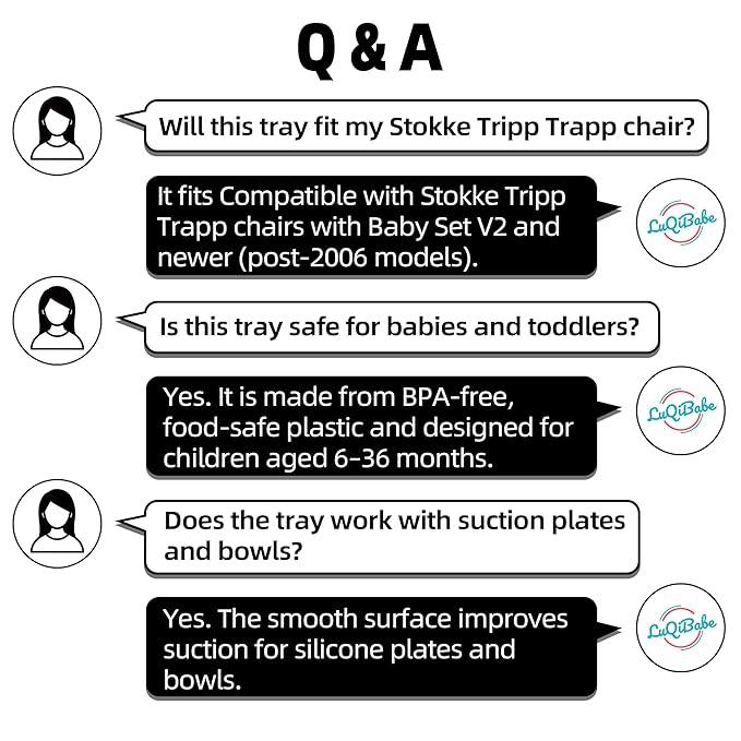 Baby High Chair Tray Compatible with Stokke Tripp Trapp (V2+ Baby Set) Replacement Feeding Tray with Built-In Cup Holder, Smooth Surface for Strong Suction, BPA-Free & Dishwasher Safe - White