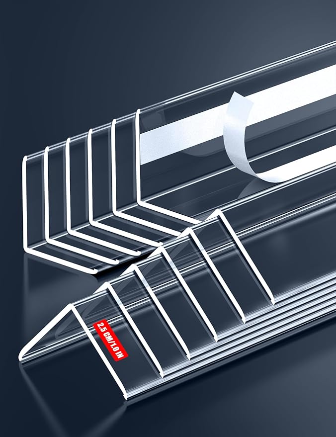 12PCS Clear Self-Adhesive Wall Corner Protectors,Corner Guards & Edge Protector for Wall Door Frame Cabinet Baseboard & Door, Table, Stair (36" x 1.0")