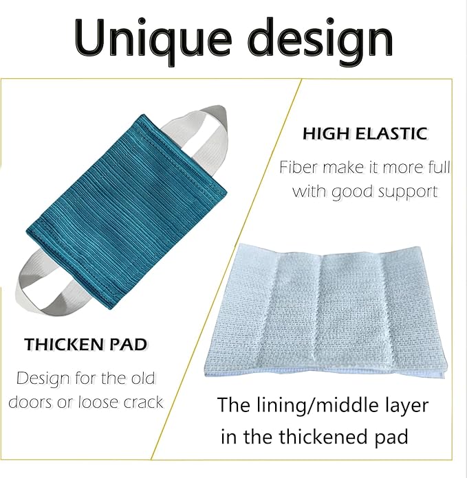 Baby Proof Door Silencer & Cloth Latch Cover, Quiet Close Anti-Slam Pads to Prevent Slamming and Accidental Locking, for Nursery and Toddler Safety (3, Peacock Blue, 4.1 * 3.1 inches)