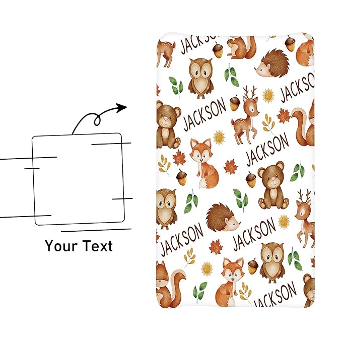 Personalized Baby Changing Pad Cover with Name - 2 Piece Owl Print Baby Pee Pad Cpver for Diaper Changing Table with Name, Portable Custom Gifts for Infant Baby