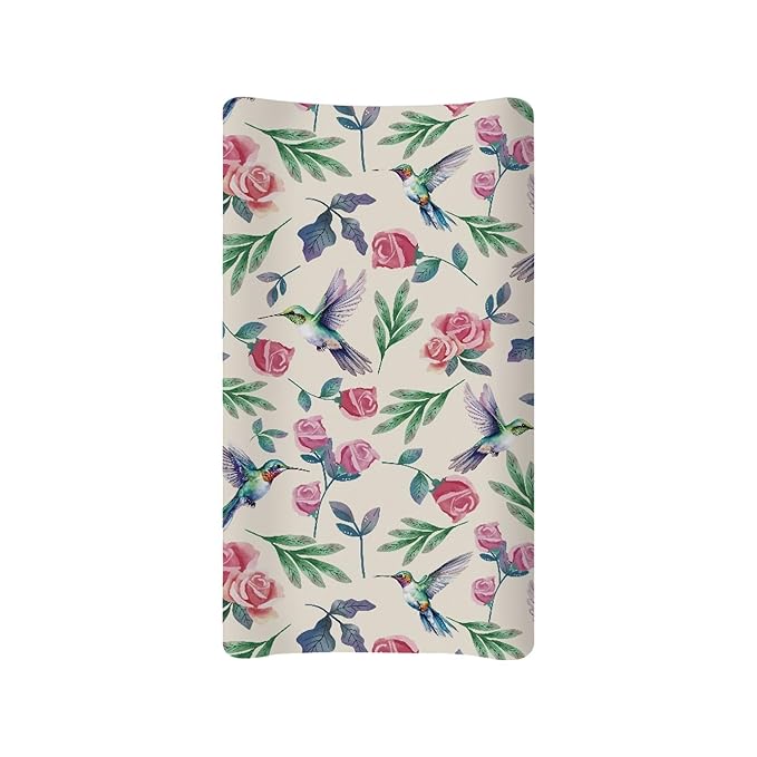 Rose Hummingbird Girls Baby Changing Pad Cover Ultra Soft Stretchy Diaper Changing Table Pad Cover for Boys Breathable Nursery Changing Table Sheets Cover