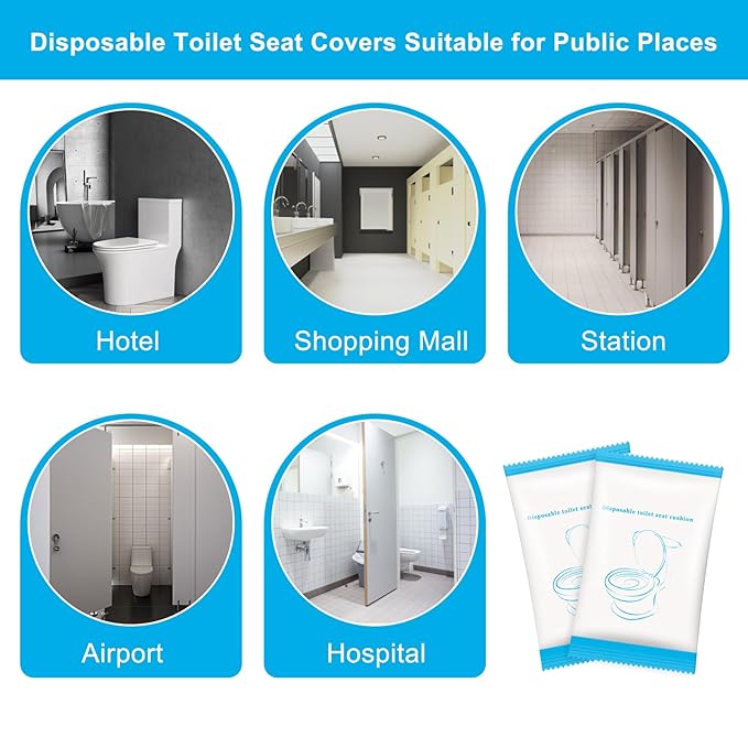 200 Pack Disposable Toilet Seat Cover Waterproof Non-Woven Fabric, Disposable Toilet Seat Covers for Travel, Disposable Seat Covers for Outing Hotel Hospital Public Toilet (Individual Package