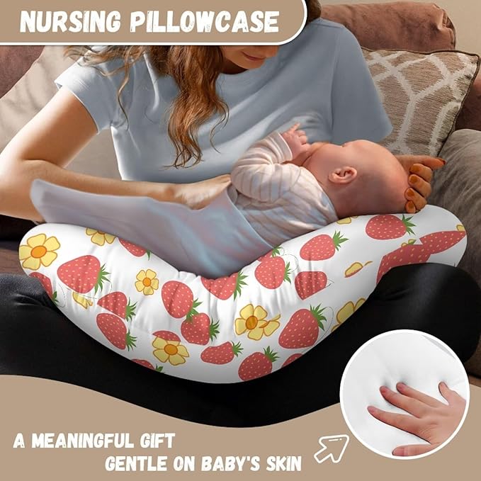 Nursing Pillow Cover Nursing Pillows for Breastfeeding Fits The Original Support for Breastfeeding Nipple Shields for Breastfeeding Newborn Strawberries