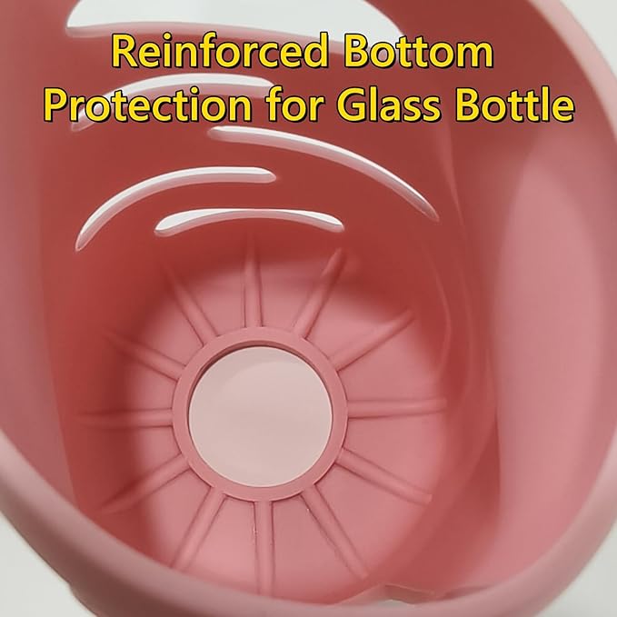 3 Pack Silicone Sleeves Compatible with Dr Brown Wide-Neck Glass Baby Bottles 9 OZ, 100% Silicone Handles for Sippy Cups for Toddlers 1-3,Anti Breakage (Pink, 9 OZ)