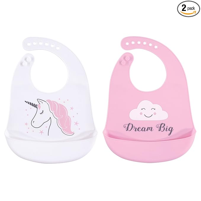 Hudson Baby Unisex Baby Silicone Bibs, Unicorn, One Size