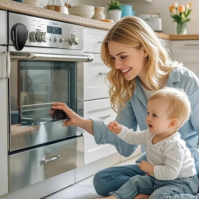 Oven Lock Child Safety (2Pack), Premium Baby Proofing Oven Door Locks, Easy to Install & Use Durable and Heat-Resistant Material no Tools Need or Drill Oven Child Safety Lock, (Black)