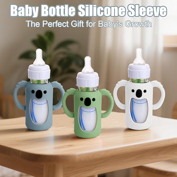 3 Pack Silicone Sleeves for Dr. Brown's Glass Bottles 4 OZ - Anti Breakage Baby Bottle Holder, Compatible with Dr. Brown's Glass Bottles for Babies with Handle(Not Compatible with Other Products