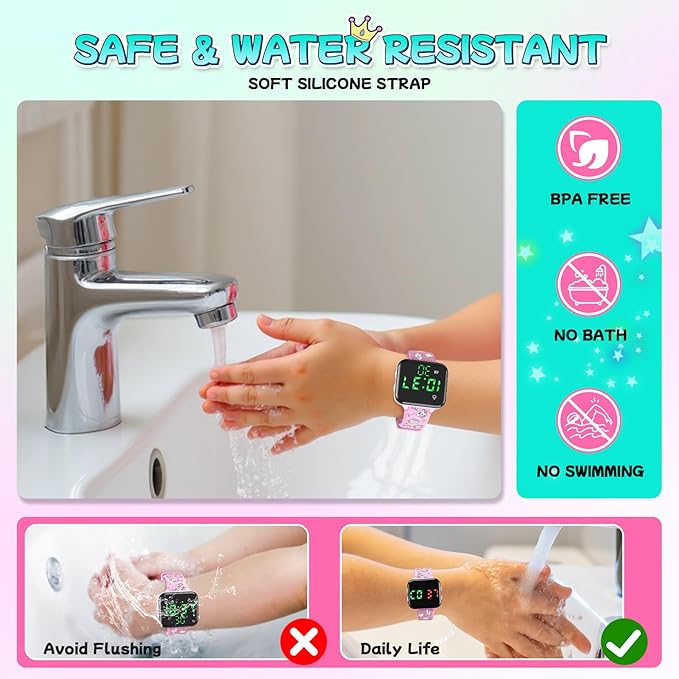 Potty Training Watch & Chart & Book for Kids: Upgrade 3 in 1 Toddler Potty Training Kit Rechargeable Toilet Reminder Unicorn Potty Training Chart with Reward Stickers for Toddler Girls (Pink)