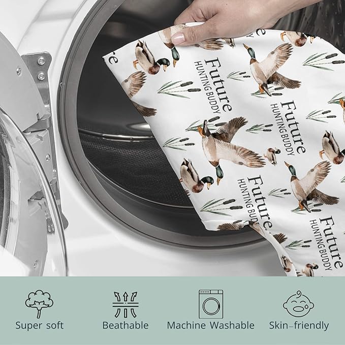 HawSkgFub Future Duck Hunting Buddy Nursing Pillow Cover for Baby Boys, Mallard Duck Hunter Wild Animal Reeds Lake Breastfeeding Pillow Slipcover, Nursing Pillowcase for Newborn Infant, Cover Only