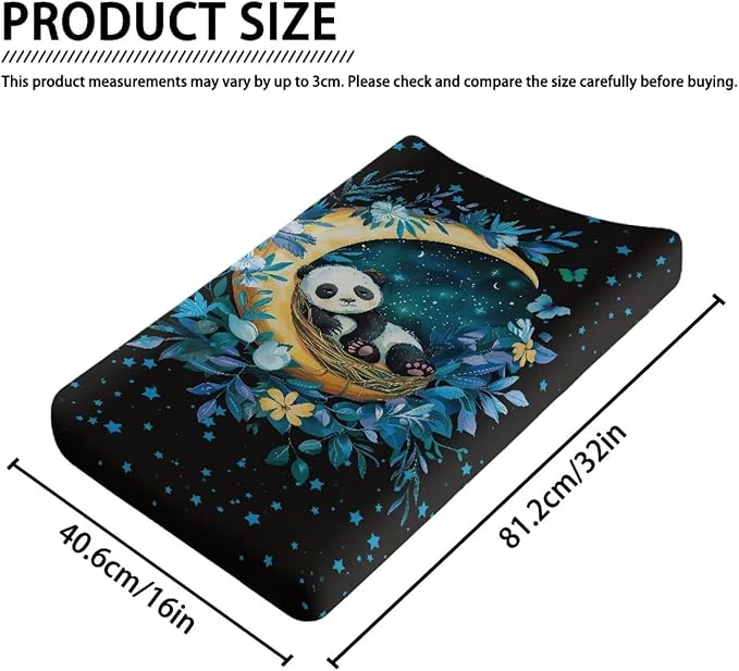 Moon Panda Flowers Changing Pad Covers Breathable Baby Diaper Change Pads Cover, Soft Changing Sheet for Newborn Unisex Babies