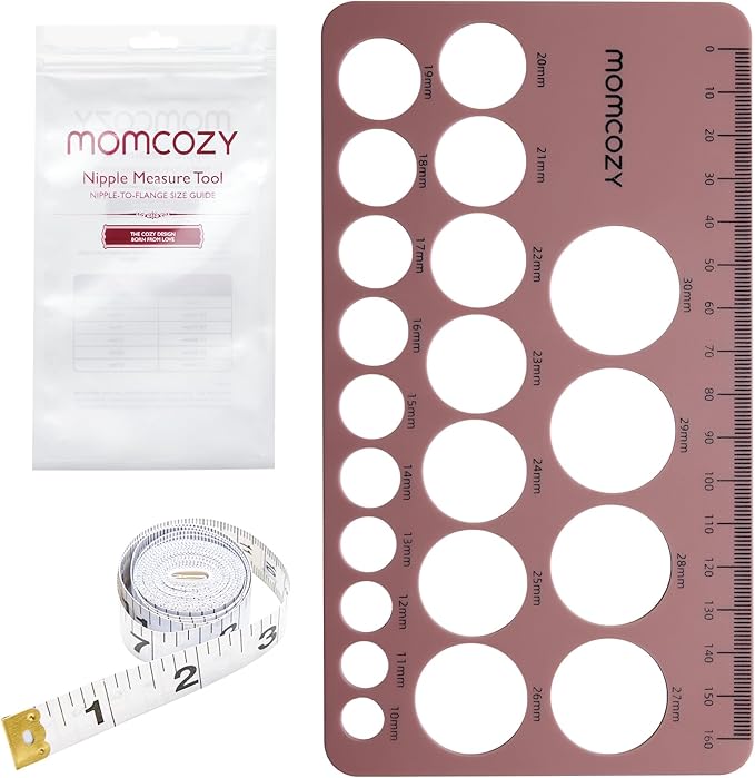 Momcozy Nipple Ruler for Flange Sizing, Soft & Flexible Silicone Measurement Tool for Breast Pump Sizing, Compatible with Momcozy, Medela, Spectra, Lansinoh, Easy to Use for Comfortable Pumping