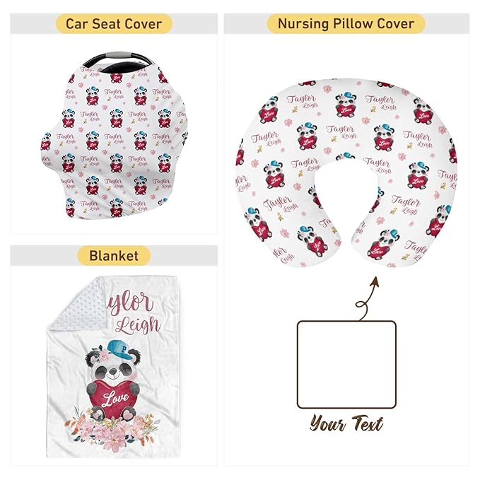Dyoart Custom Baby Nursing Pillow Cover for Nursing, Panda Theme Removable Nursing Covers for Breastfeeding Pillows, Ultra Soft Comfortable Slipcover for Newborn Baby Boys and Girls