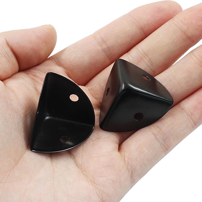 24 Pcs Metal Corner Protectors Black Edge Guard Furniture Edge Corner Cover Angle Corner Brackets with Mounting Screws for Box Table Cabinet(1"x1"x1")