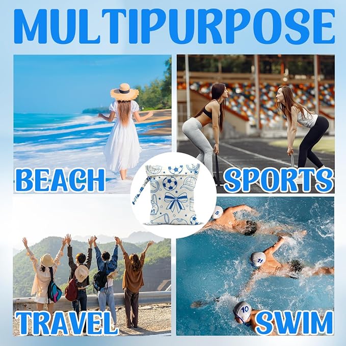Soccer Wet Dry Wet Bag for Swimsuit Towel Baby Travel Cloth Diapers Beach Gym Toiletries Makeup Storage Bag Summer Vacation Essential Holiday Soccer Themed Gifts Game Day Party