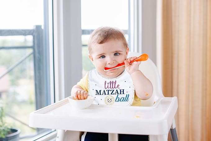 Rite Lite Little Matzah Ball Embroidered Baby Bib Cute Jewish Baby Bib for Newborns Infants Toddlers Judaica Baby Gift Kosher Food Theme Baby Shower