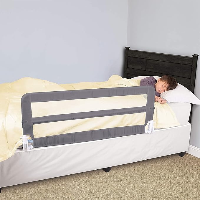 Little Chicks Fold Down Sydney Toddler Bed Rail Guard - Extra Long 43.25in - Fits Twin, Full and Queen Size Mattress with Anchor Safety System