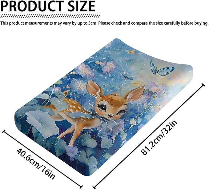 Cute Deer Baby Changing Pad Cover Cozy Breathable Universal Tray Table Mat Waterproof Stretchy Lightweight Sheet Crib Mat