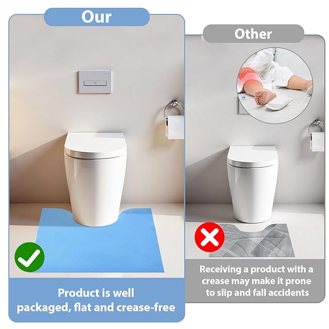 30 Pack Disposable Toilet Mats Non-Slip Toilets Floor Protector from Urine Absorbent Toilet Floor Mat U Shaped Toilets Mat for Bathroom, Blue, 22" x 20"