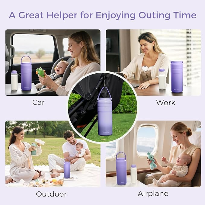 Momcozy Portable Breast Milk Cooler for Travel, 24H Ice-Free Cooling Breastmilk Storage Bottles Container, 12oz Leak Proof Outdoor Small Freezer, Baby Breastfeeding Essential for New Moms