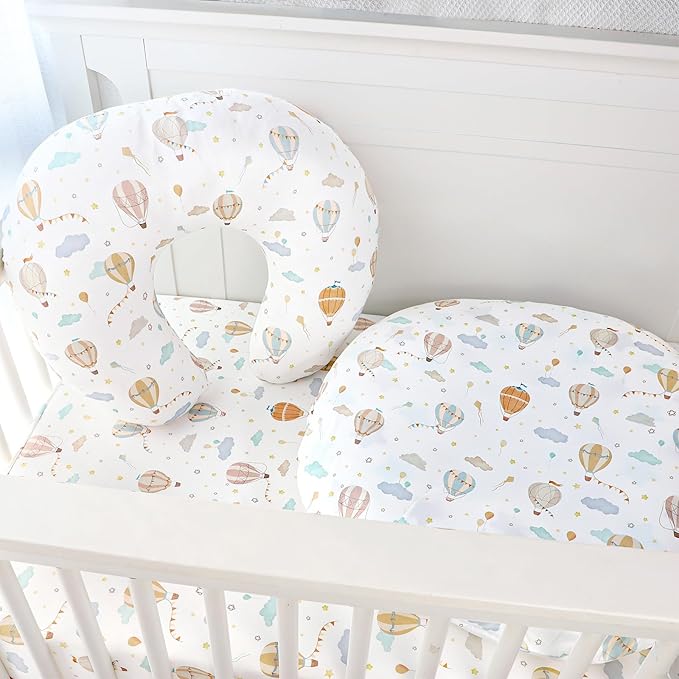 DILIMI Nursing Pillow Cover, Stretchy Removable Pillowcase for Breastfeeding Pillows, Ultra Soft Comfortable Slipcover for Baby Girl and Boy, Hot Air Balloon