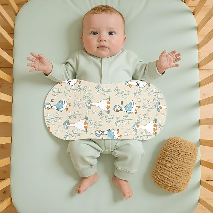 4pcs Goose Burp Cloths for Baby Boys Girls 100% Cotton White Geese Themed Design Burp Rags, Soft Breathable Muslin Burping Cloths Absorbent Spit-Up Cloths for Infant Newborns
