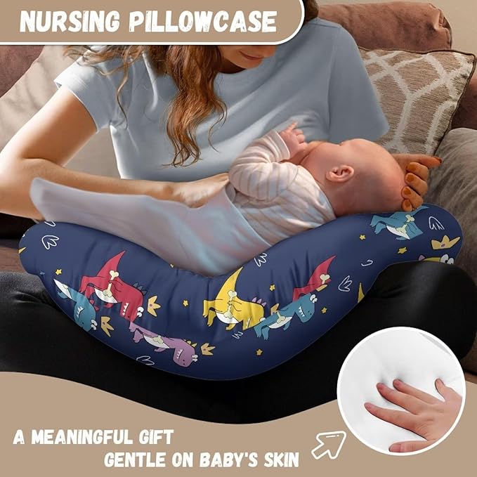 Dinosaur Nursing Pillow Cover Slipcover for Breastfeeding Pillows, Soft and Comfortable Fits On Standard Infant Nursing Pillows Soft Fabric