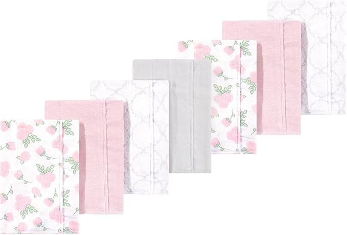 Luvable Friends Hudson Baby Flannel Burp Cloths 7pk, Rosy Bloom