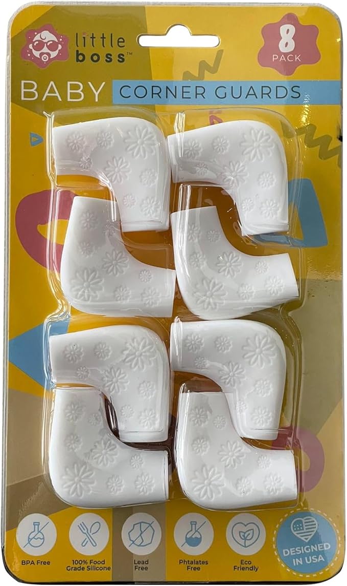 Corner Protector for Baby (8 Pack), Safety Silicone Corner Guards – Childproof Protectors for Sharp Table & Furniture Edges, Soft & Non-Toxic, Easy Installation, Fits All Surfaces – White