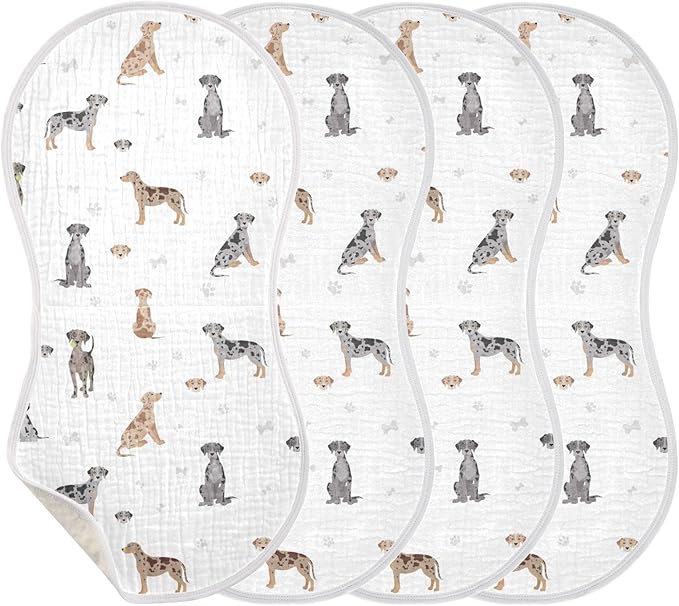 vvfelixl Baby Burp Cloths Catahoula Leopard Dog Baby Newborn Cotton Burping Cloths Set Baby Washcloths 4 Pack