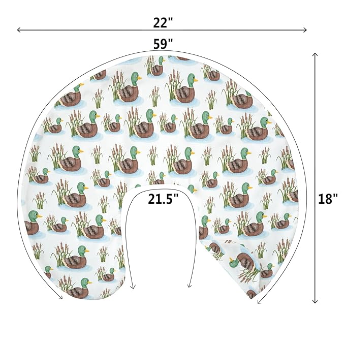 Cute Mallard Ducks Baby Nursing Pillow Covers for Boy Girl Wild Duck Lake Nursing Pillowcase for Breastfeeding Pillows Hunting Ducks Birds Soft Stretchy Slipcovers for Newborn Infant