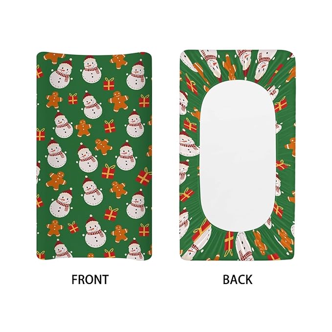 Snowman Changing Pad Covers Gingerbread Man Comfortable Changing Table Cover for Baby Boys Christmas Day Soft Breathable Changing Pad Sheets Cover for Baby Girls Green