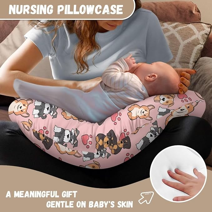 Poppy Dog Nursing Pillow Cover for Feeding Pillow Hidden Zipper Design Nursing Pillow Case U-Shaped Soft and Skin-Friendly