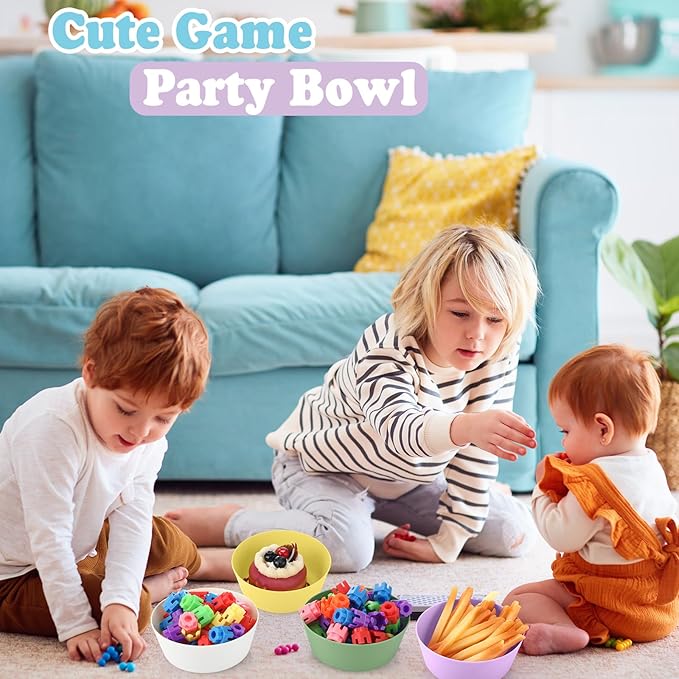 Foaincore Kids Plastic Bowls 10 oz Cereal Snack Microwave Dishwasher Safe Toddler Bowls Kids Colorful Snack Children Salad Dessert Soup Supplies