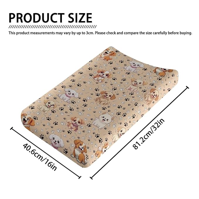 Dog Cute Paw Changing Pad Cover Baby Girls Boys Diaper Change Table Sheet Cover Soft Stretchy Changing Table Covers Mat Sheet Cover Soft Breathable