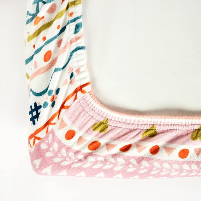 Lush Decor Baby Boho Metallic Hearts Soft & Plush Changing Pad Cover, 32" x 16" x 5", Pink & Orange