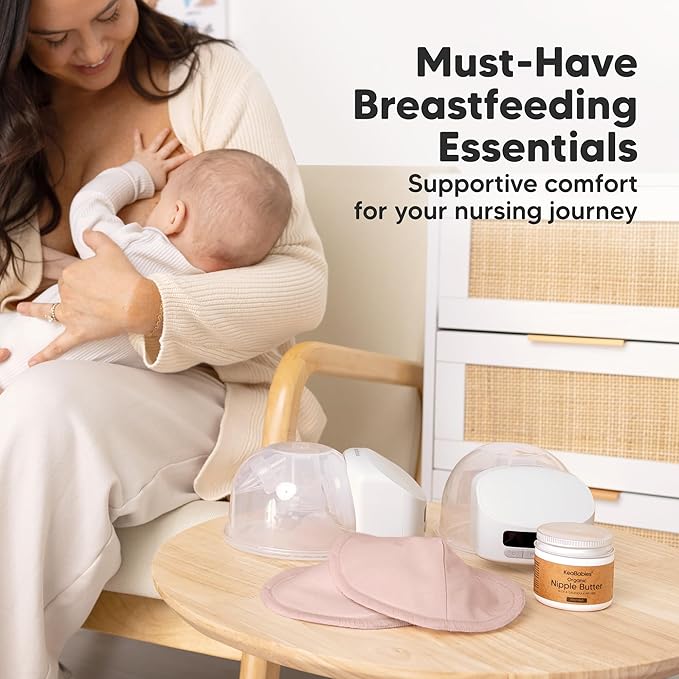 Organic Nursing Pads - 14 Washable Breast Pads for Breastfeeding, Wash Bag, Viscose Derived from Bamboo Reusable Nipple Covers for Breastfeeding Essentials, Soft & Absorbent (Neutrals, M 4.6")