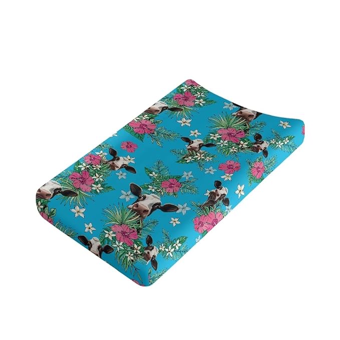Milkcow Changing Pad Cover for Baby Comfort Diaper Change Table Pad Covers Soft Breathable Flower Changing Pad Sheets Cover