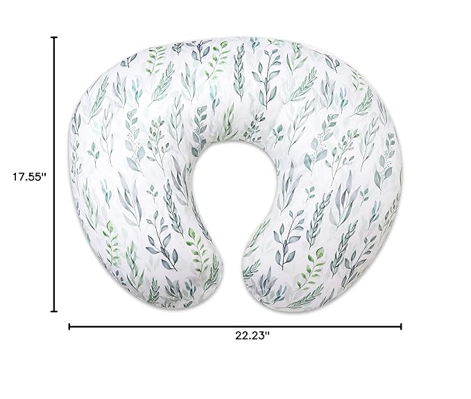 Nursing Pillow Cover Stretchy Removable Cover for Breastfeeding Pillows, Ultra Soft Comfortable Slipcover for Baby Girl and Boy, Green Leaf