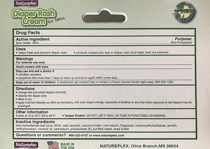 Natureplex Diaper Rash Cream with Zinc Oxide and Aloe (Pack of 3)