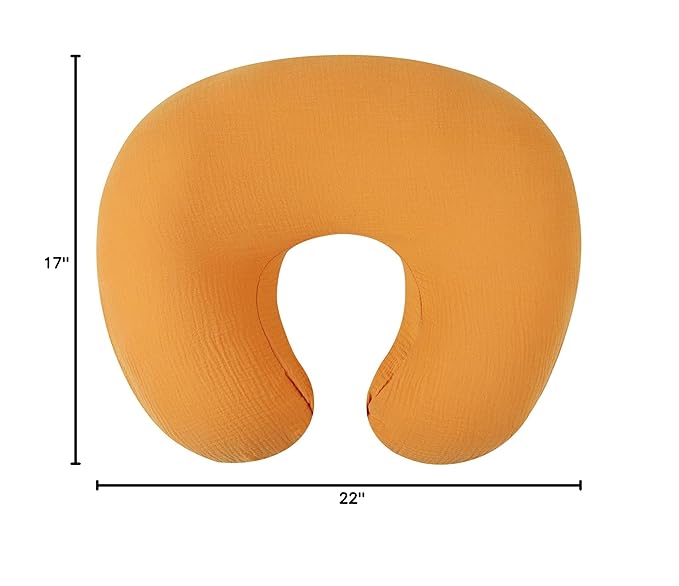 Onacosht Muslin Nursing Pillow Cover Soft 100% Cotton Feeding Pillow Slipcover Fits Standard Infant Nursing Pillow for Baby Boy and Girl, Orange