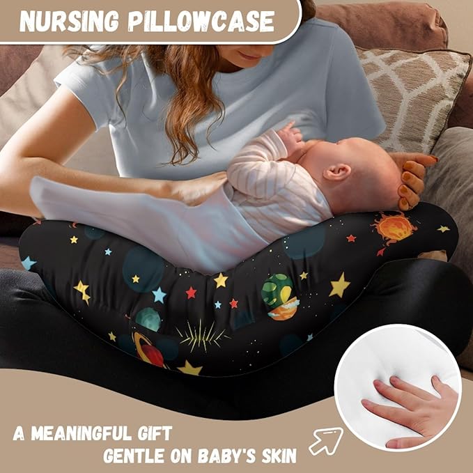 Forchrinse Galaxy Colorful Planet Space Nursing Pillow Cover Stretch Pillow Slipcover for Breastfeeding Mom Soft Nursing Pillow Slipcover for Baby Boys Girls