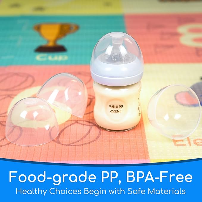 Replacement Lids Compatible with Philips Avent Natural Baby Bottles, Extra Secure Leak-Proof Caps for Travel, BPA-Free, High-Toughness Protective Covers for Glass & Plastic Bottles, 4-Pack