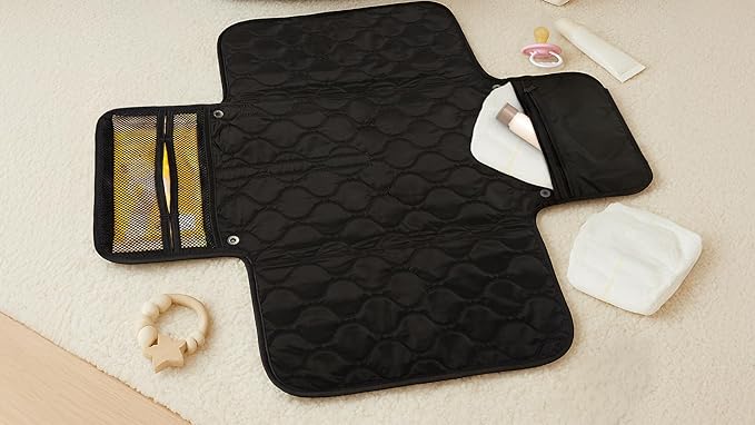 shortyLOVE Biz – Quilted Portable Baby Diaper Changing Pad with Storage & Stroller Strap