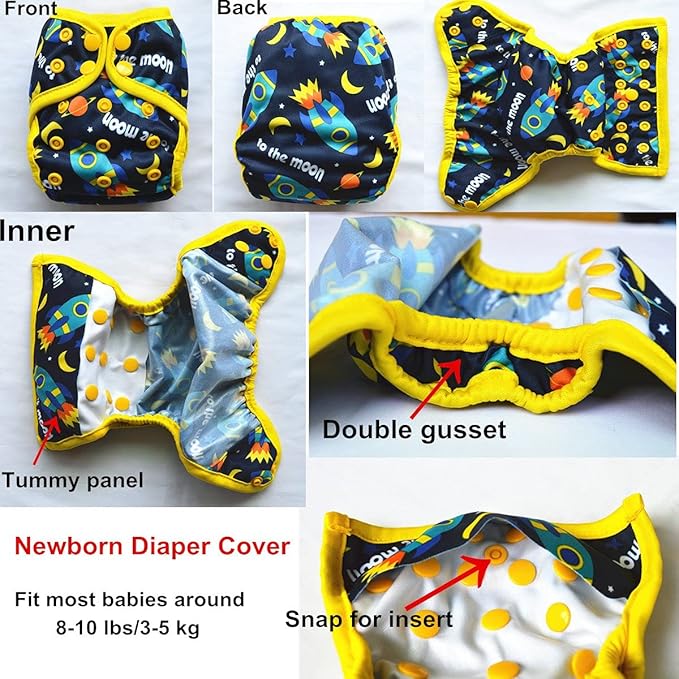 3 Newborn Baby Diaper Covers Nappies 8lbs-11lbs for Girls (Elephant Tree)