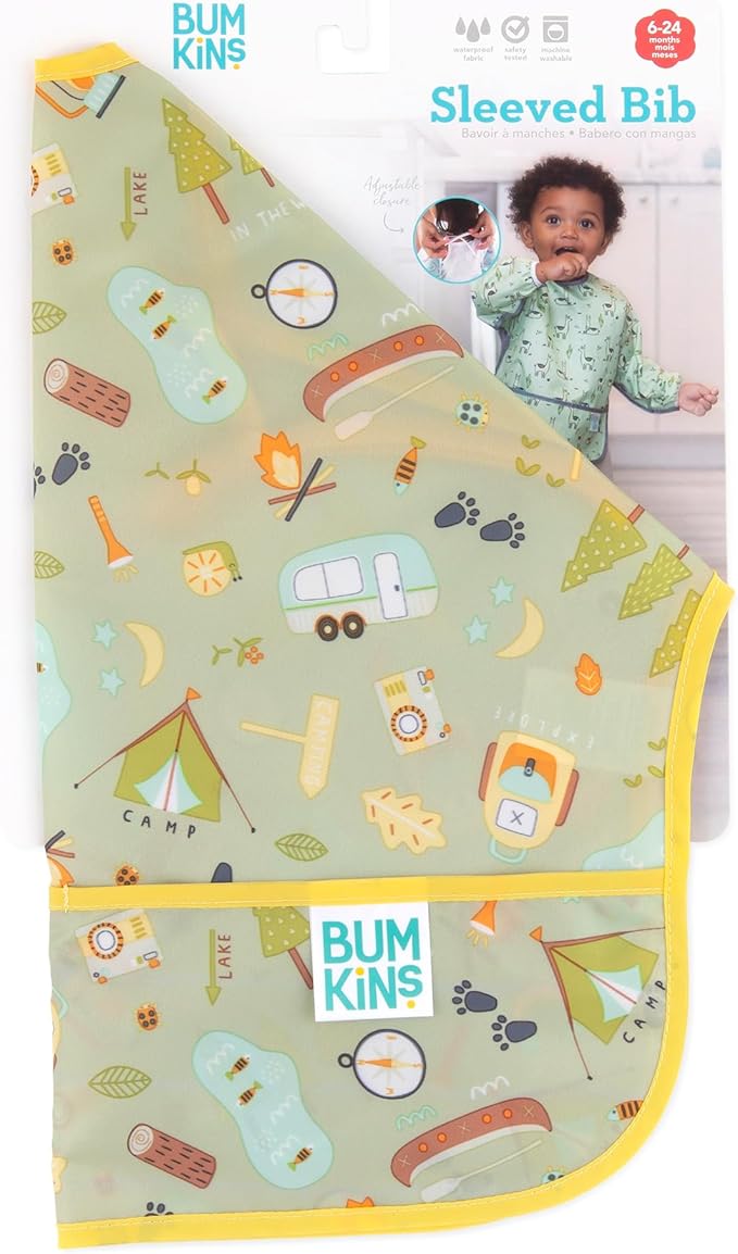 Bumkins Sleeved Bib for Girl or Boy, Baby and Toddler for 6-24 Mos