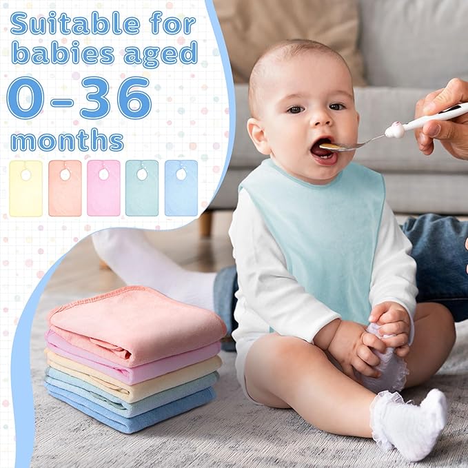 Hercicy Full Coverage Pullover Toddler Baby Bibs Terry Cloth Bibs with Snap Button for 0-4 Years Unisex Feeding Drooling