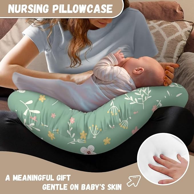 Floral Nursing Pillow Cover with Hidden Zipper Floral Super Soft & Breathable & Skin Friendly for Moms/Baby Stretchy Nursing Pillow Cover Quick-Dry Fabric