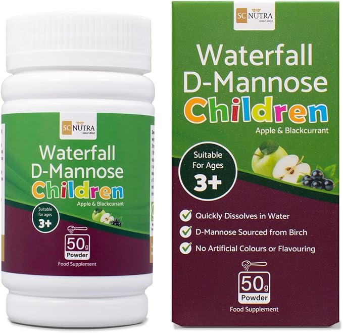 Waterfall D-Mannose Children - Apple & Blackcurrant - Infant D-Mannose - Suitable for Girls & Boys | 50g / 1.76oz